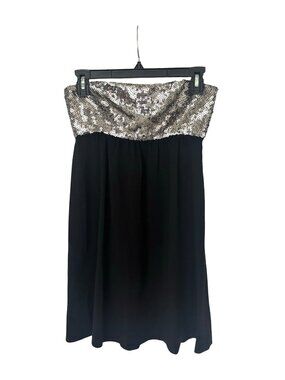 Theory Lensley Strapless Mini Dress Silver Sequins Size 0 New